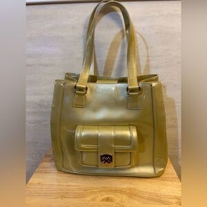 Calvin Klein Elegant Patent Leather Gold Women's Tote Bag